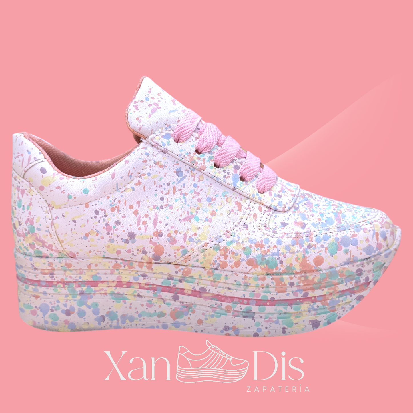 TENIS DE PLATAFORMA ALTA MANCHAS PASTEL