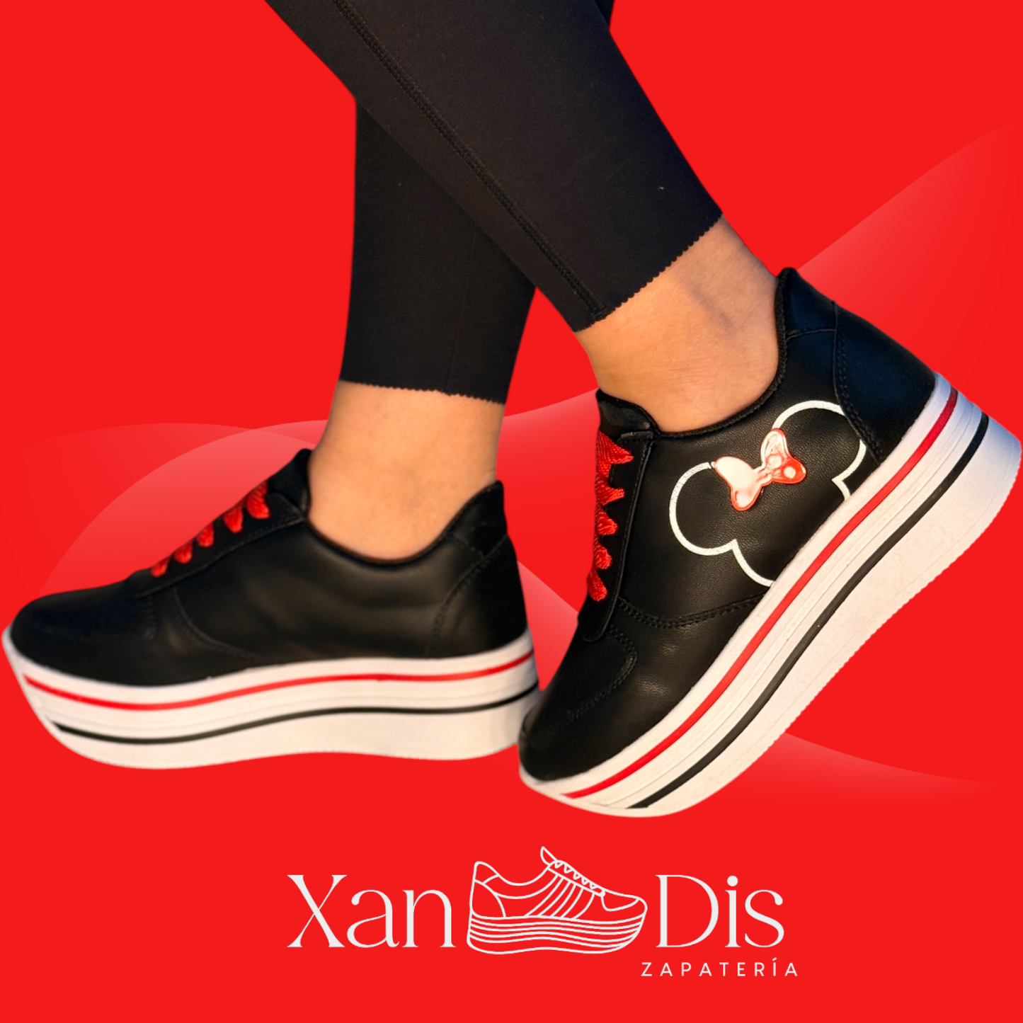 Promo 2 pares blanco / negro mimi tenis de plataforma