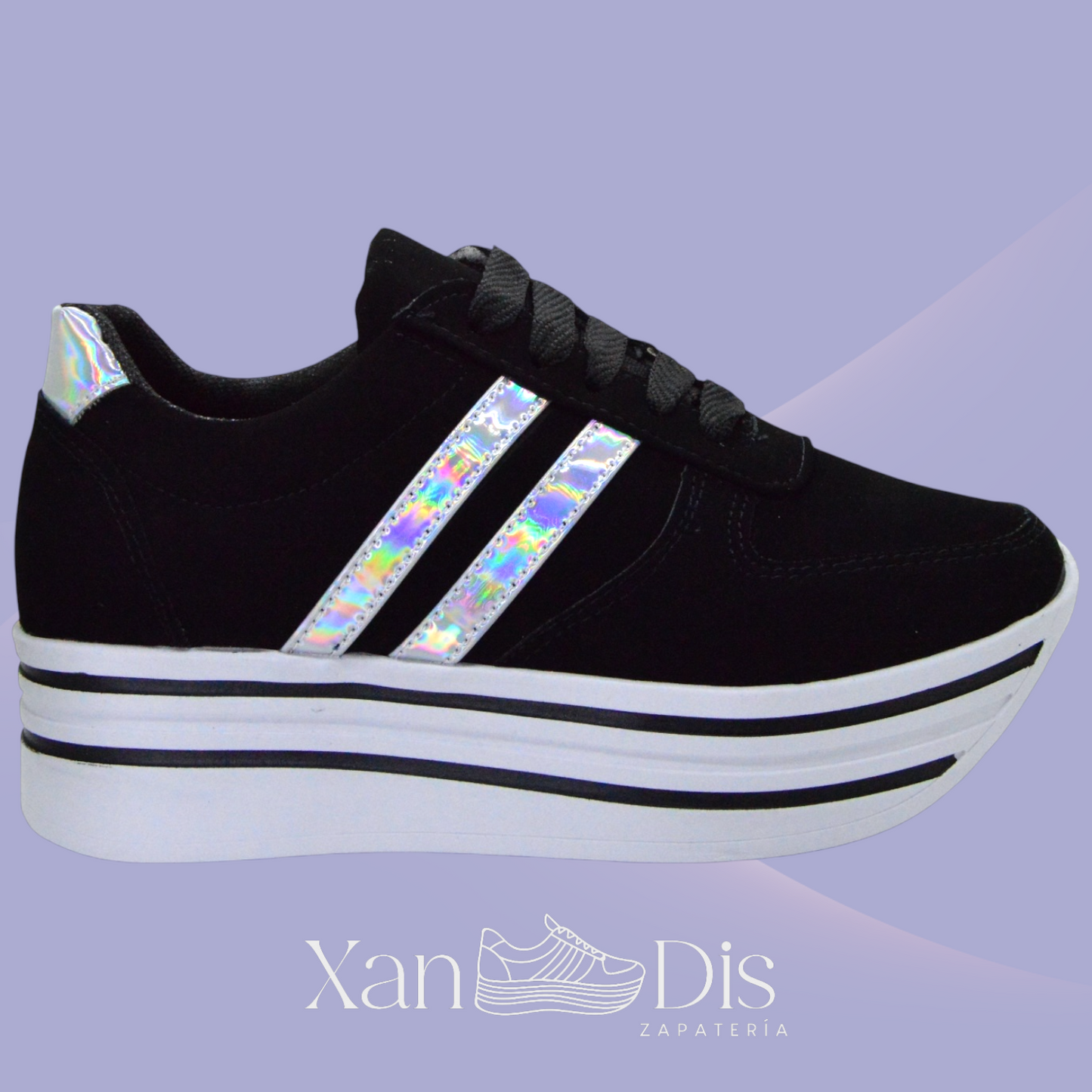 TENIS DE PLATAFORMA NEGROS TORNASOL NOBUK