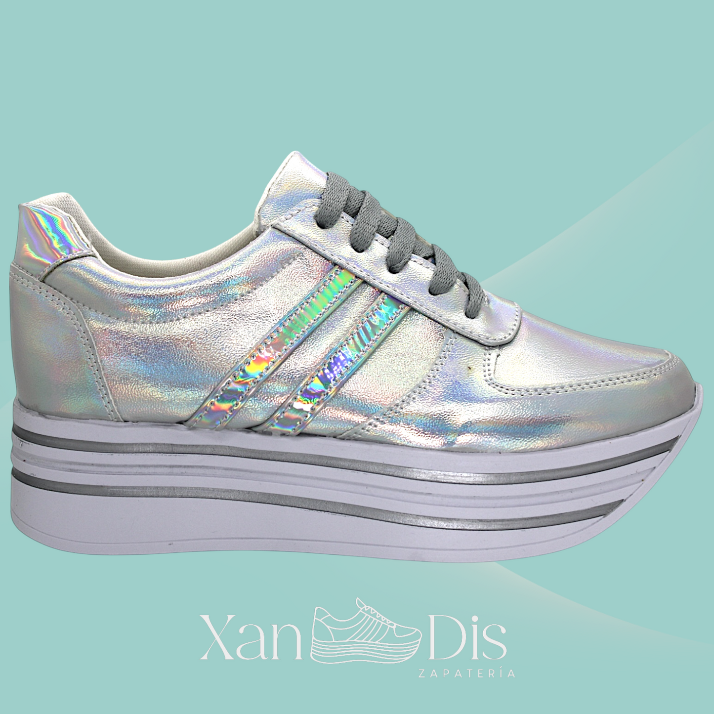 TENIS DE PLATAFORMA PLATEADOS TORNASOL