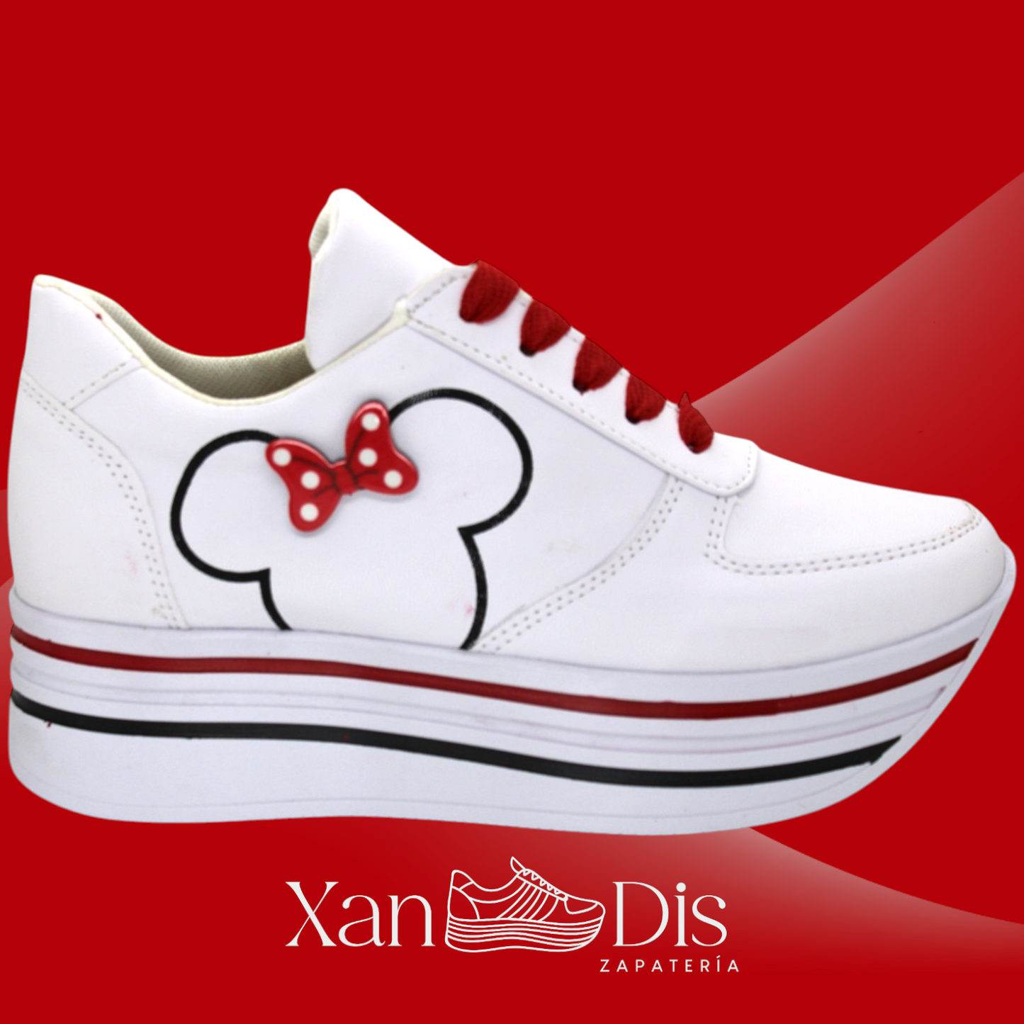 Promo 2 pares blanco / negro mimi tenis de plataforma
