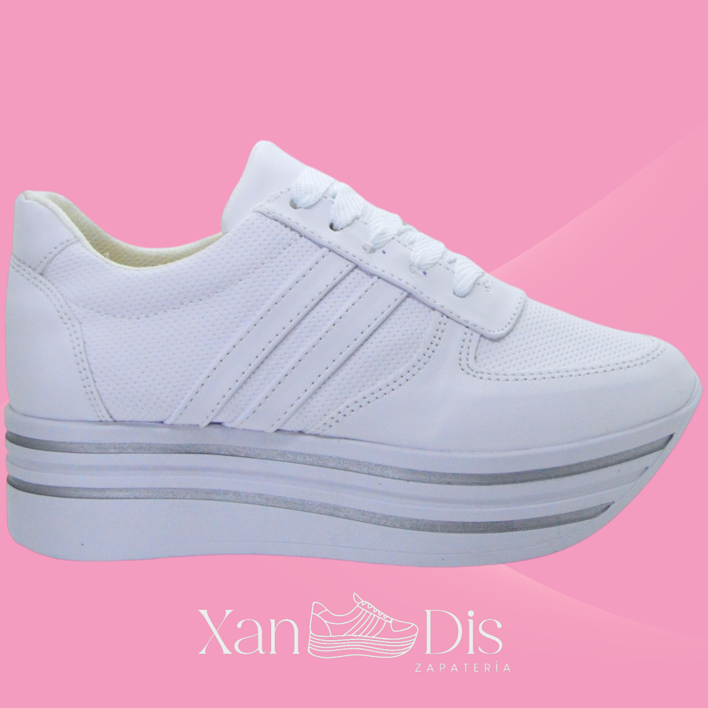 TENIS DE PLATAFORMA ALTA BLANCOS PUNTOS