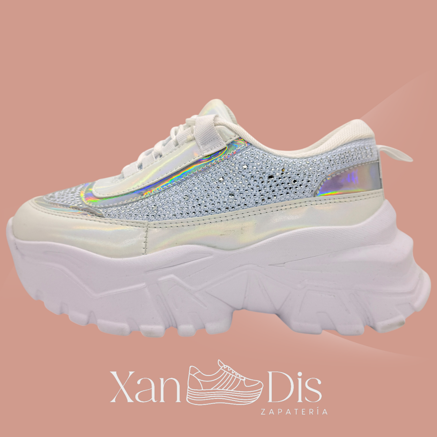 Promo 2 pares tenis plataforma alta chunky moda juveniles brillos tornasol