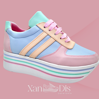 TENIS DE PLATAFORMA COLORES PASTEL BORA SHELL