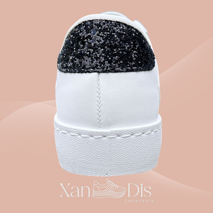 TENIS BAMBAS CASUALES ANIMAL PRINT BRILLO NEGROS