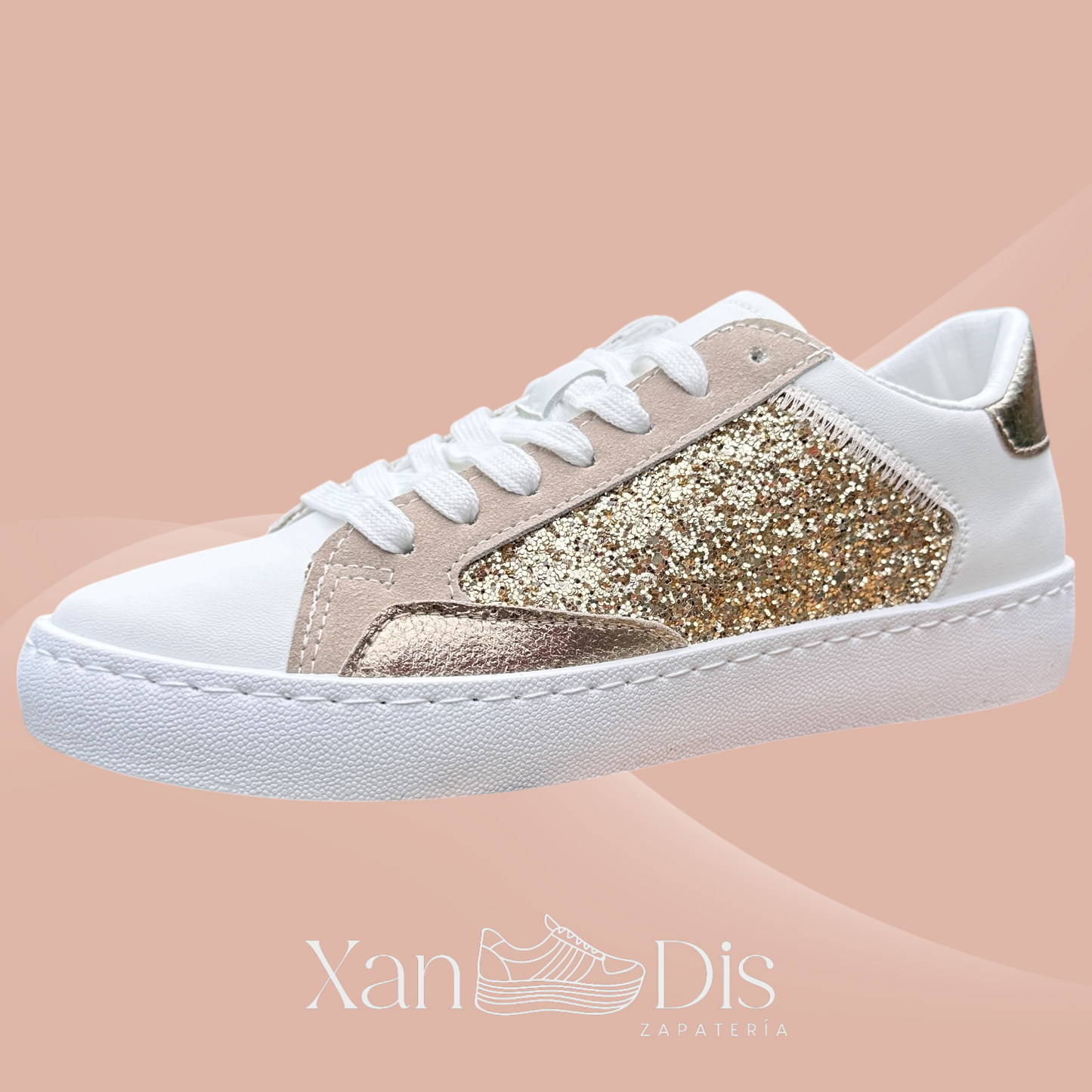 TENIS BAMBAS CASUALES ANIMAL PRINT BRILLO DORADOS
