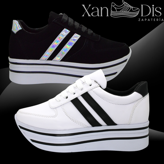 Promo 2 pares negro puntos/blanco buck tenis de plataforma