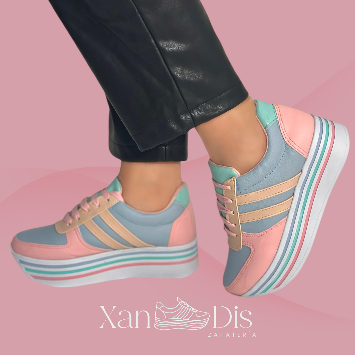 TENIS DE PLATAFORMA COLORES PASTEL BORA SHELL