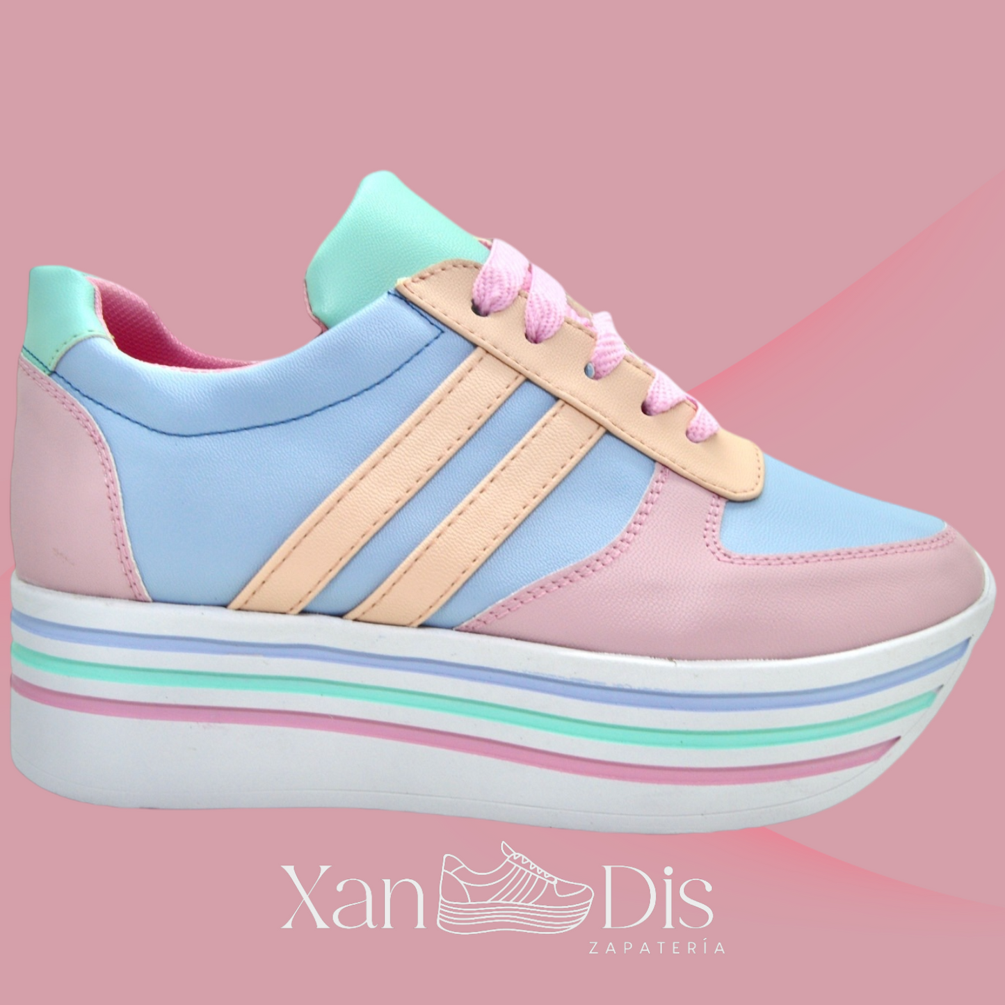 TENIS DE PLATAFORMA COLORES PASTEL BORA SHELL