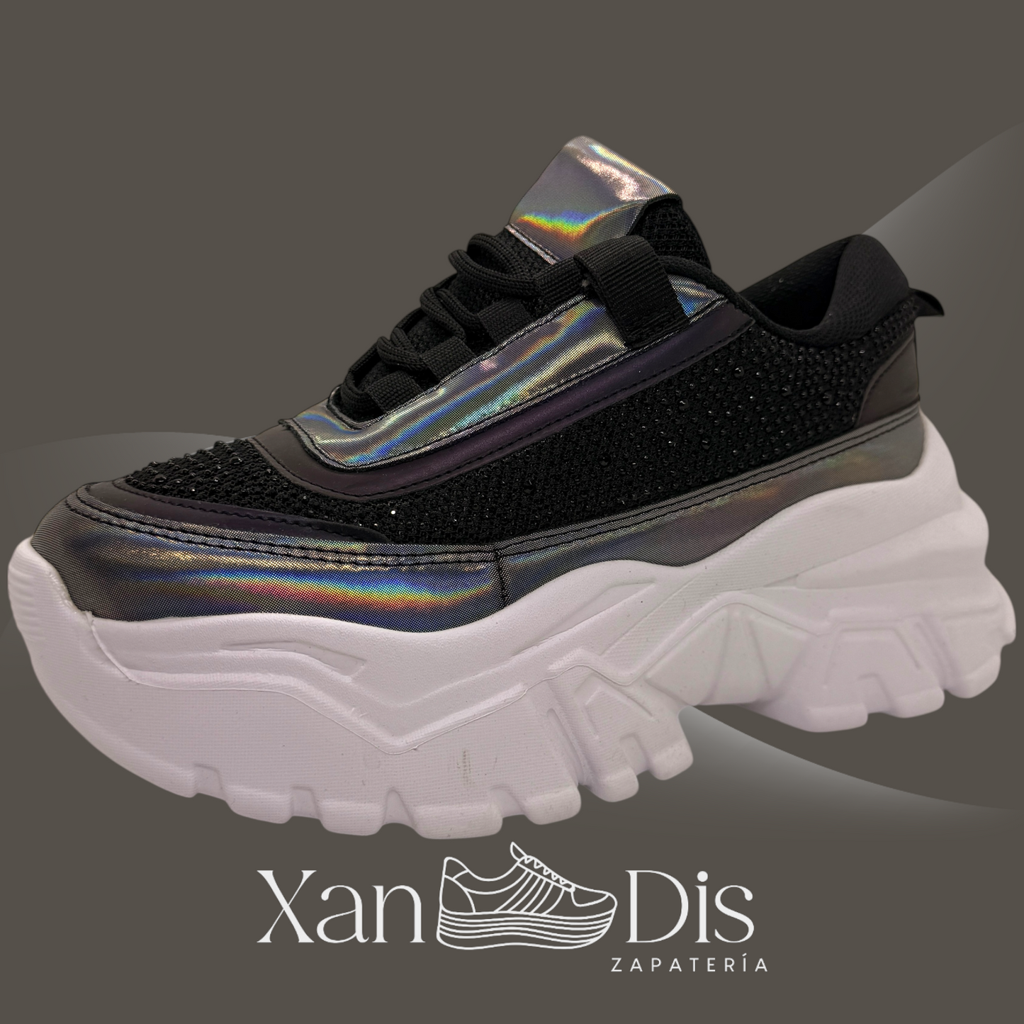 Promo 2 pares tenis plataforma alta chunky moda juveniles brillos tornasol