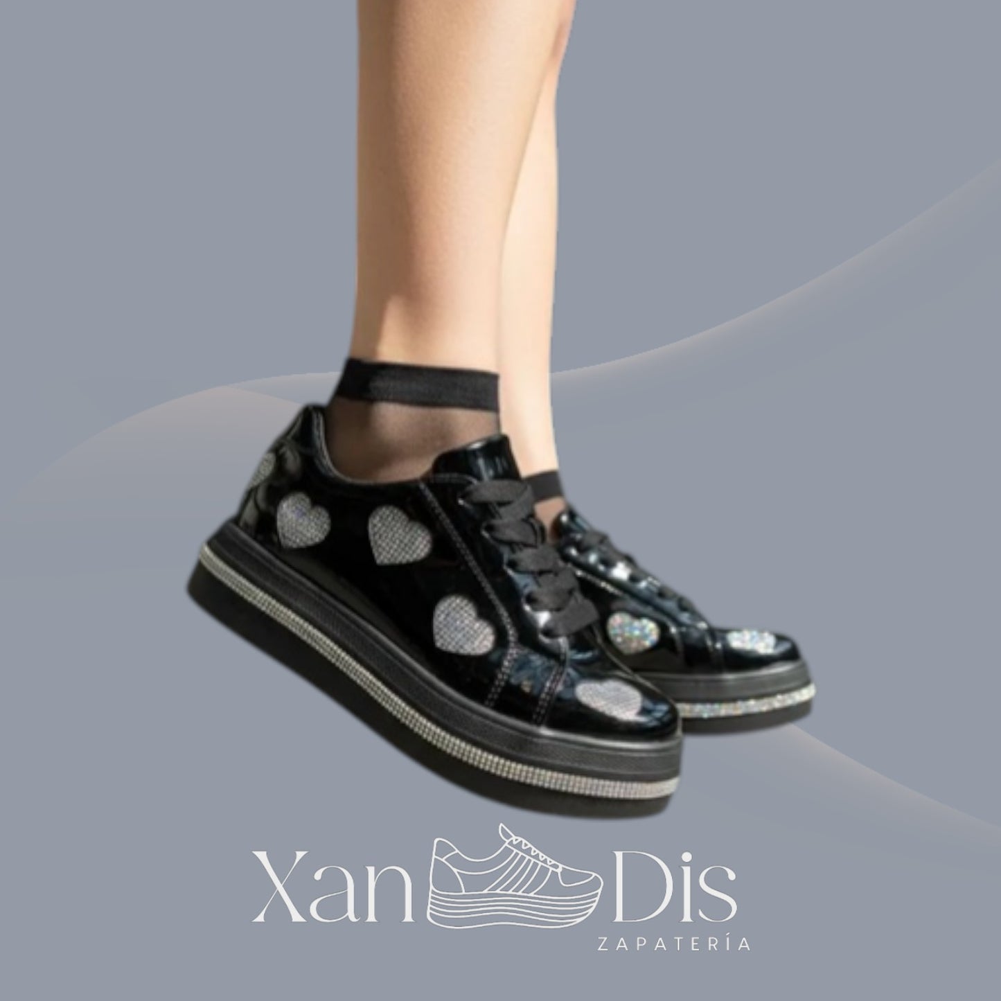 TENIS BAMBAS DE CORAZON CON PEDRERIA BRILLOS BRILLANTES MODA XV AÑOS BODA GRADUACION