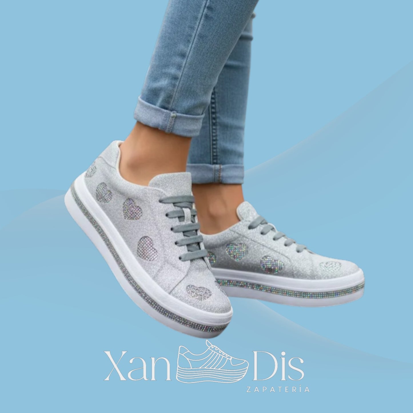 TENIS BAMBAS DE CORAZON CON PEDRERIA BRILLOS BRILLANTES MODA XV AÑOS BODA GRADUACION