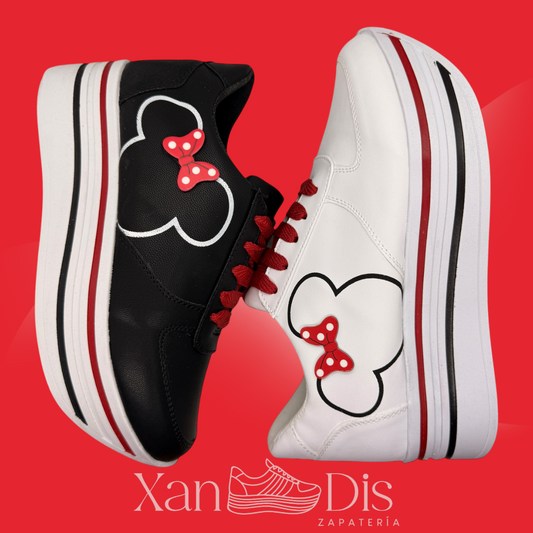 Promo 2 pares blanco / negro mimi tenis de plataforma