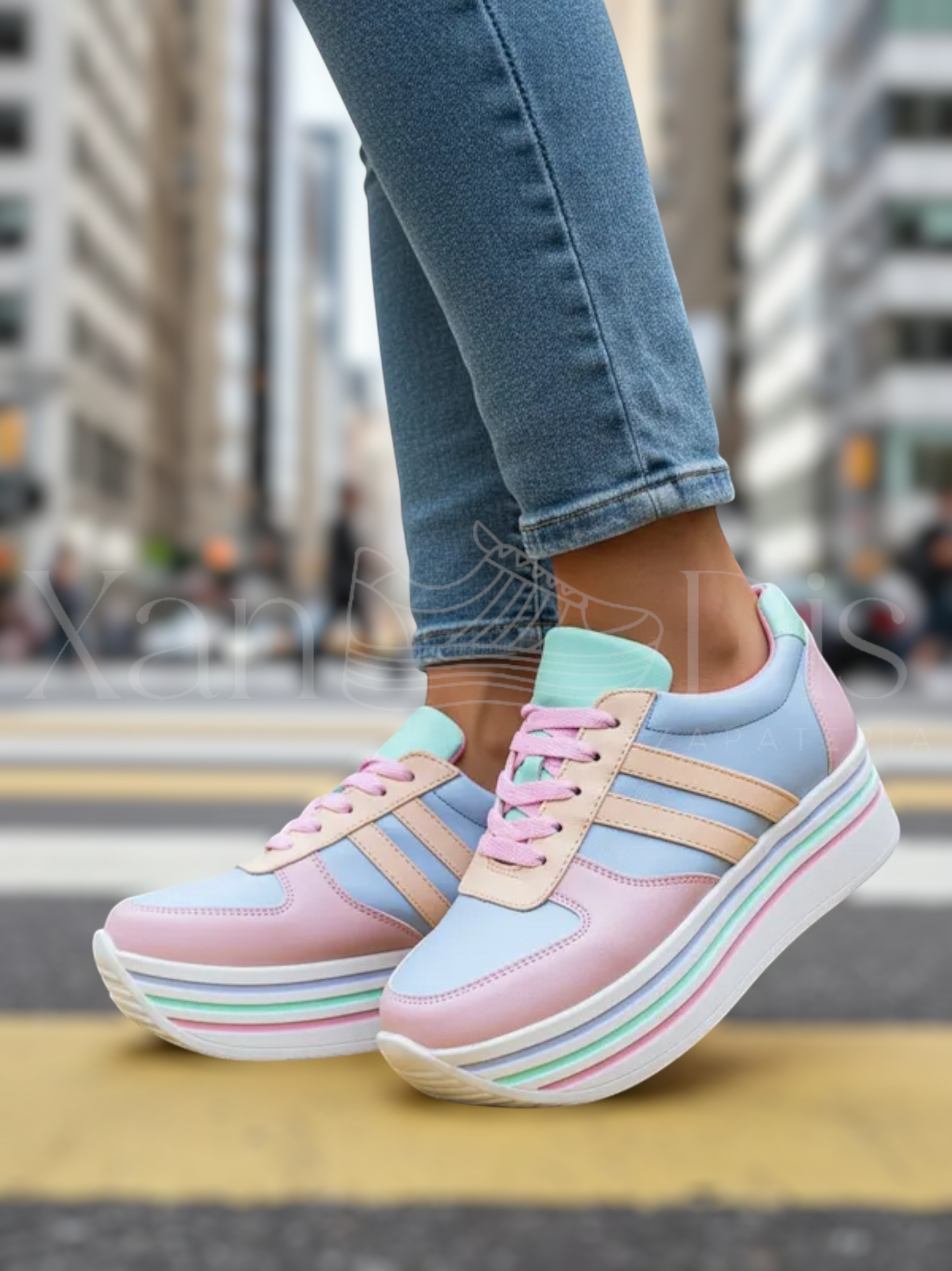 TENIS DE PLATAFORMA COLORES PASTEL BORA SHELL