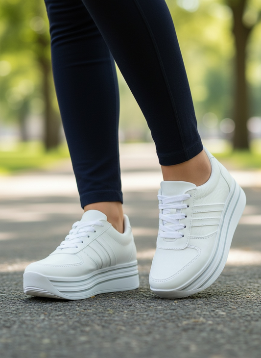 TENIS DE PLATAFORMA ALTA BLANCOS PUNTOS