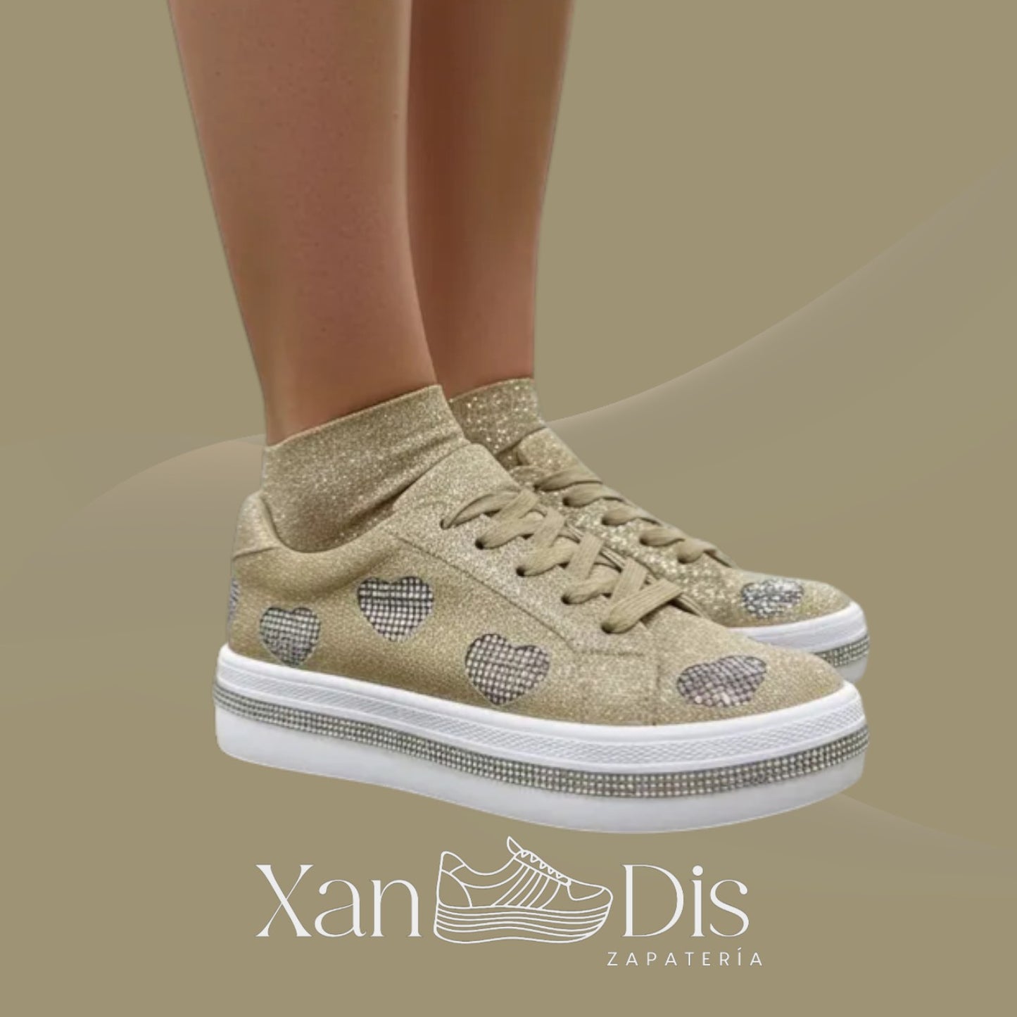 TENIS BAMBAS DE CORAZON CON PEDRERIA BRILLOS BRILLANTES MODA XV AÑOS BODA GRADUACION