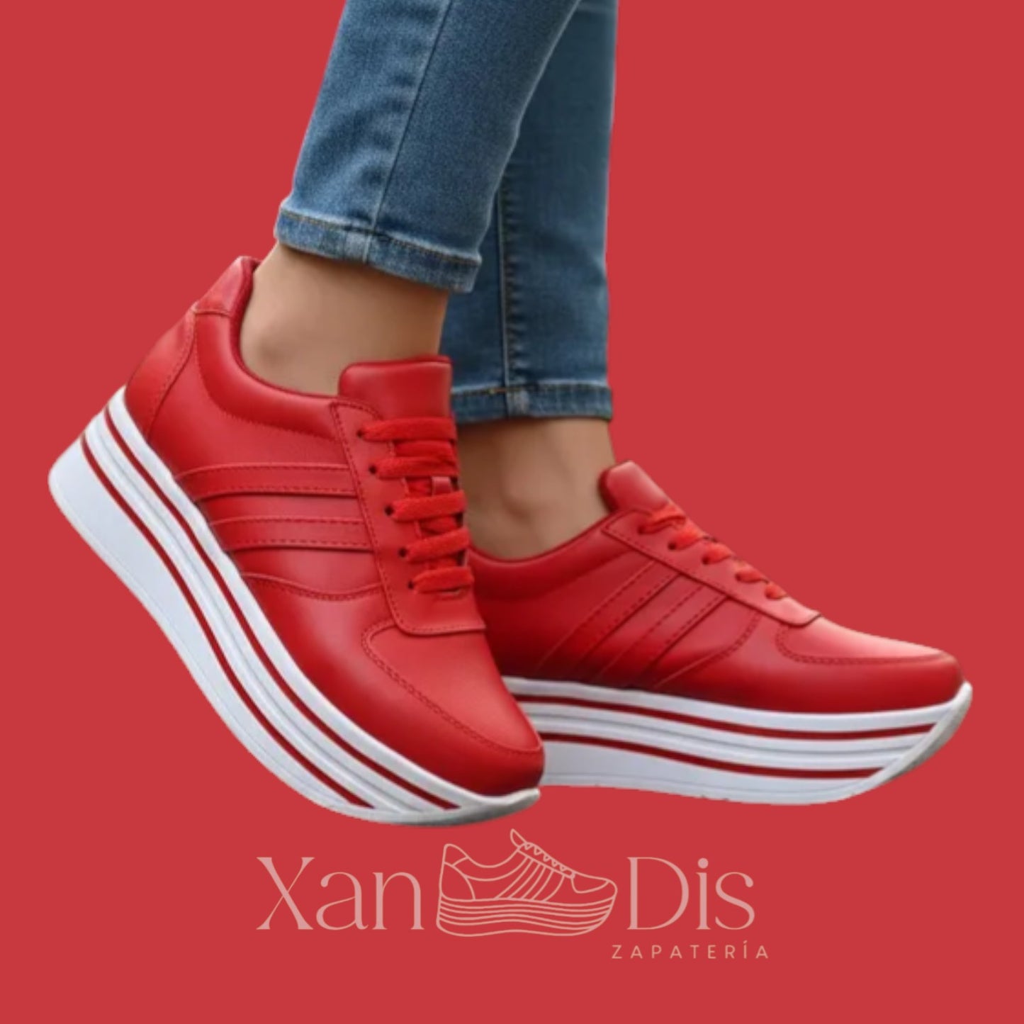 TENIS DE PLATAFORMA ALTA ROJOS BORA