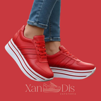 TENIS DE PLATAFORMA ALTA ROJOS BORA